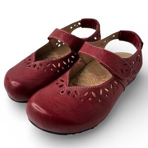 Aetrex Cheryl Mary Jane Red Leather Clog Sling Back Comfort Womens Shoe Sz 6 NEW